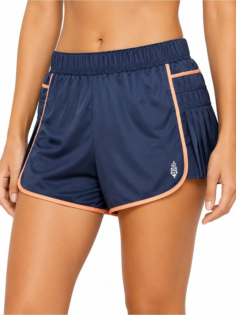 Free People Navy/Peach Women's Athletic Running Shorts Lined Elastic Waist S/P